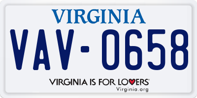 VA license plate VAV0658