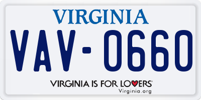 VA license plate VAV0660