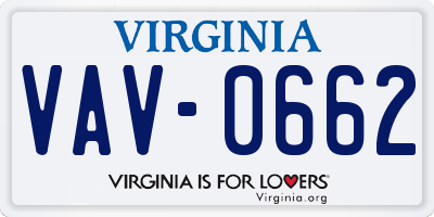VA license plate VAV0662