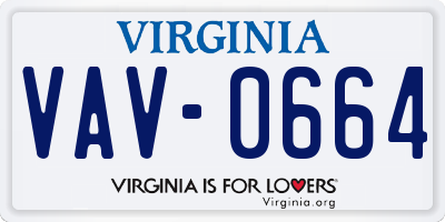 VA license plate VAV0664