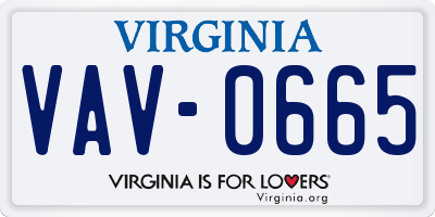 VA license plate VAV0665