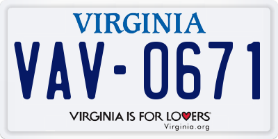 VA license plate VAV0671
