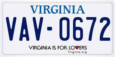 VA license plate VAV0672