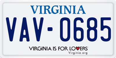 VA license plate VAV0685