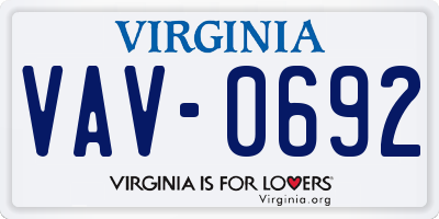 VA license plate VAV0692