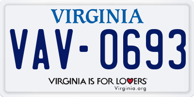 VA license plate VAV0693