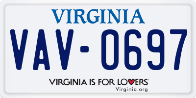VA license plate VAV0697