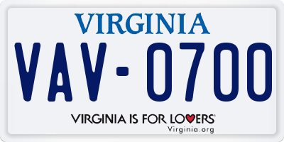 VA license plate VAV0700