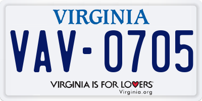 VA license plate VAV0705