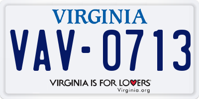 VA license plate VAV0713