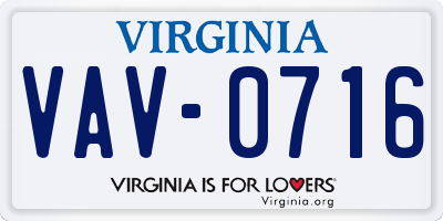 VA license plate VAV0716