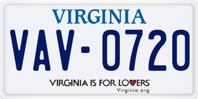 VA license plate VAV0720