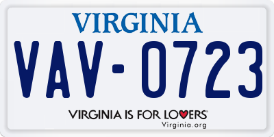 VA license plate VAV0723