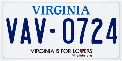 VA license plate VAV0724