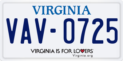 VA license plate VAV0725