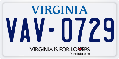 VA license plate VAV0729