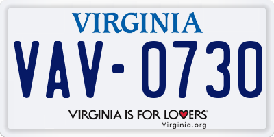 VA license plate VAV0730