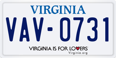 VA license plate VAV0731