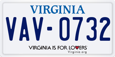 VA license plate VAV0732