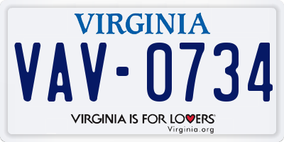 VA license plate VAV0734