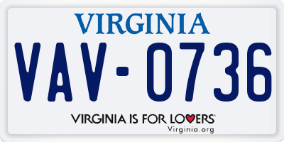 VA license plate VAV0736