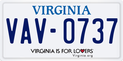 VA license plate VAV0737