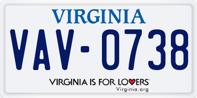 VA license plate VAV0738