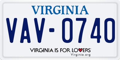 VA license plate VAV0740