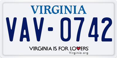 VA license plate VAV0742
