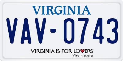 VA license plate VAV0743