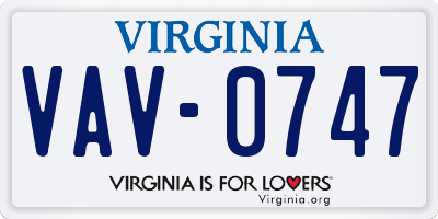 VA license plate VAV0747