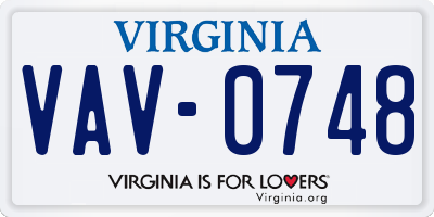 VA license plate VAV0748