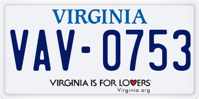 VA license plate VAV0753