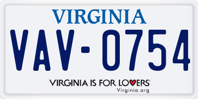 VA license plate VAV0754