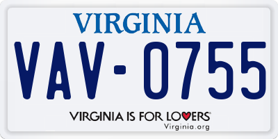 VA license plate VAV0755