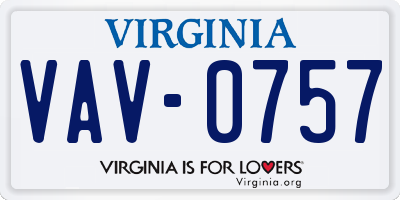 VA license plate VAV0757