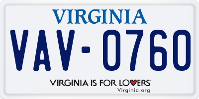 VA license plate VAV0760