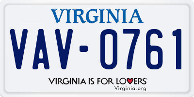VA license plate VAV0761