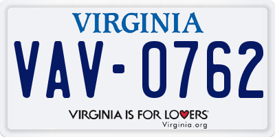 VA license plate VAV0762