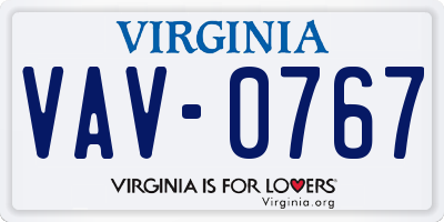 VA license plate VAV0767