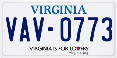 VA license plate VAV0773