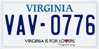 VA license plate VAV0776