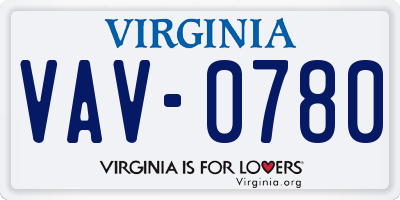 VA license plate VAV0780