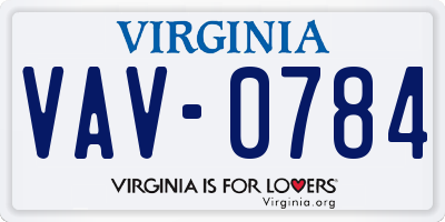 VA license plate VAV0784