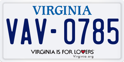 VA license plate VAV0785