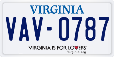 VA license plate VAV0787