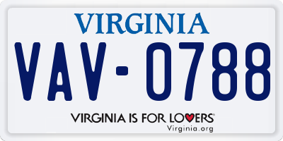 VA license plate VAV0788