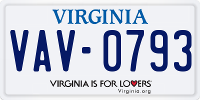 VA license plate VAV0793