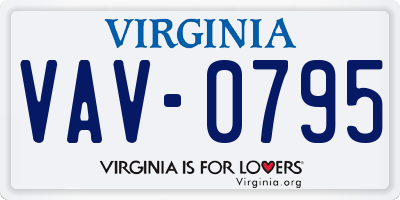 VA license plate VAV0795