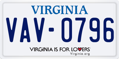 VA license plate VAV0796